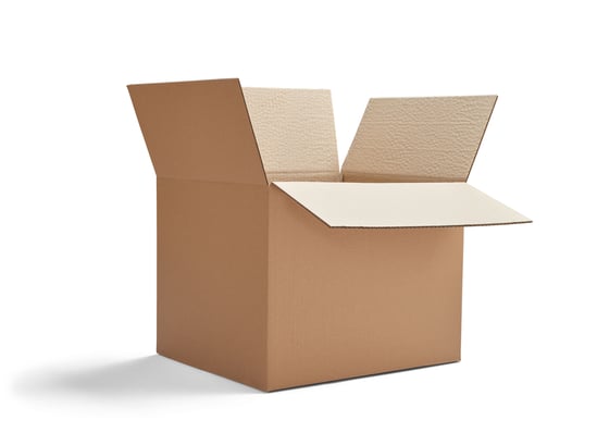 close up of  a cardboard box on white background